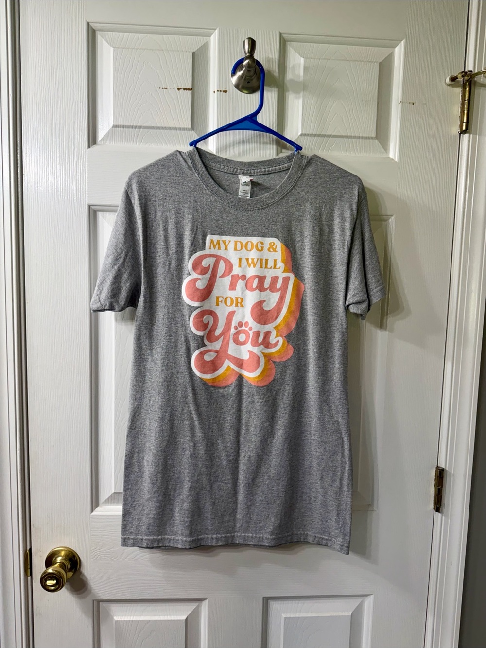 Gray Women’s Graphic Tee - My Dog & I Will Pray For You